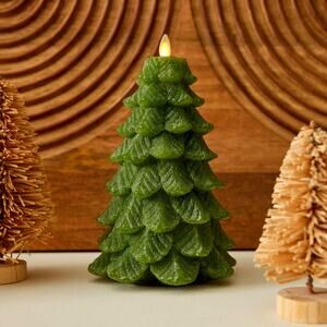 Luminara Chalky Green Christmas Tree Flameless LED Candle 8.5in Holiday New